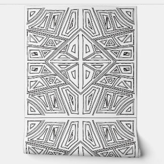Papel Pintado Líneas Negritas - Baldosa Simétrica - Blanco y Neg