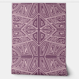 Papel Pintado Líneas Negritas - Baldosa Simétrica - Malva y Beig