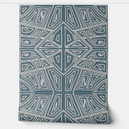 Papel Pintado Líneas Negritas - Baldosa Simétrica - Verde Acuari