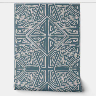 Papel Pintado Líneas Negritas - Baldosa Simétrica - Verde Acuari