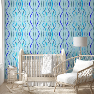 Papel Pintado Líneas puntuales verticales azules