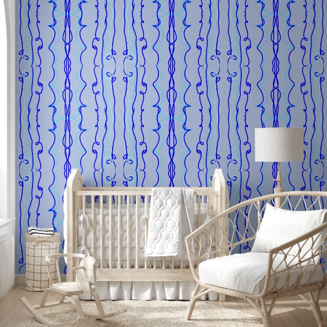 Papel Pintado Líneas verticales de Ocean Blue (Niños)