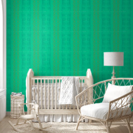 Papel Pintado Líneas verticales onduladas sobre fondo verde