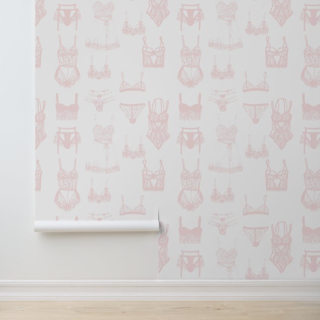Papel Pintado Lingerie de color rosa y blanco (Solicitud)