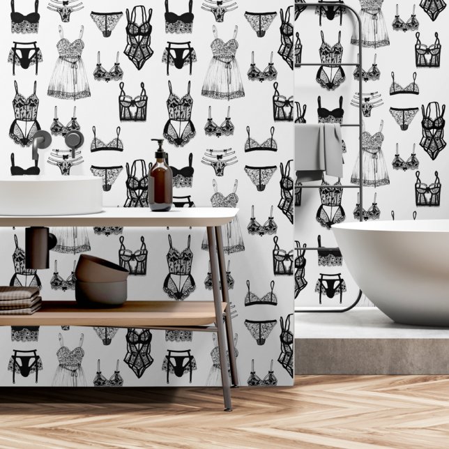 Papel Pintado Lingerie Vintage Patrón blanco y negro (Subido por el creador)