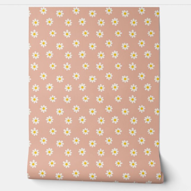 Papel Pintado Little Daisies - dusty apricot (Desenrollar)