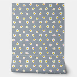 Papel Pintado Little Daisies - dusty steel gray