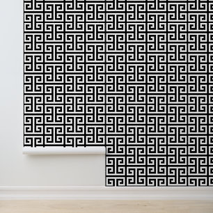 Papel Pintado Llave Griega en Blanco y Negro