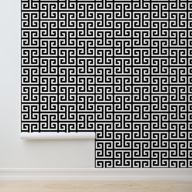Papel Pintado Llave Griega en Blanco y Negro (Solicitud)