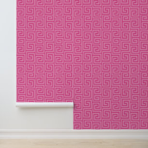 Papel Pintado Llave Griega Preppy – Rosa y Rosa Fucsia