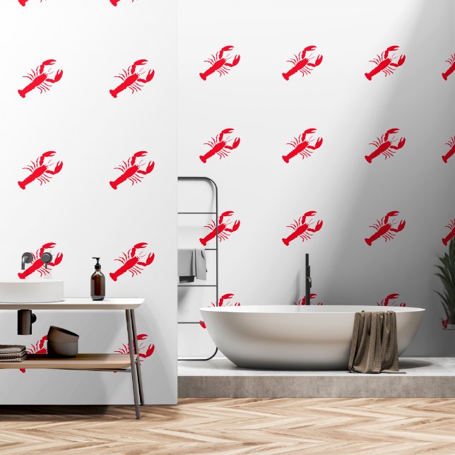 Papel Pintado Lobster Red Crustacean 4Joanie (Baño)