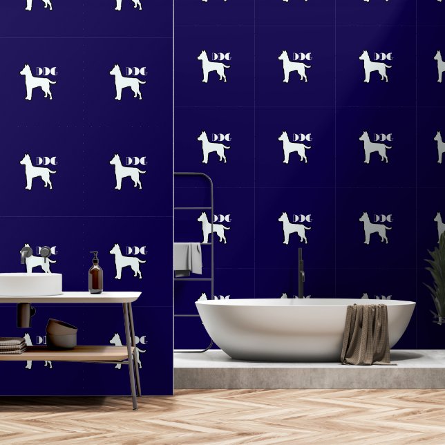 Papel Pintado Logo DOG Mascota blanco azul Dk (Baño)