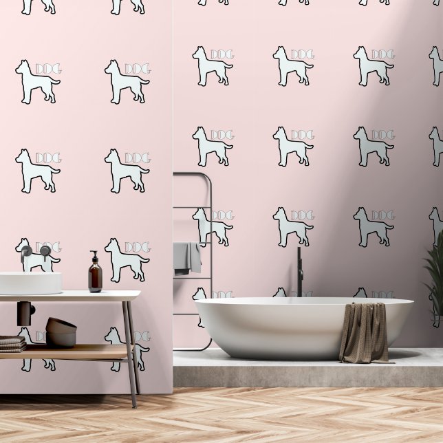 Papel Pintado Logo DOG rosa pálido (Baño)