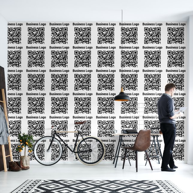 Papel Pintado Logotipo comercial Código QR Oficina mínima modern (Sala de estar)