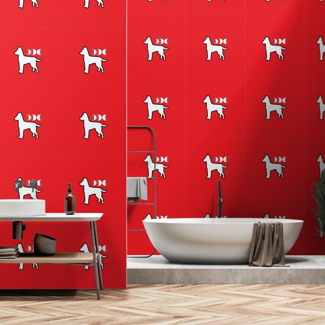 Papel Pintado Logotipo DOG Mascota blanco rojo (Baño)