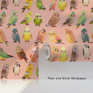 Papel Pintado Loros Coloridos sobre Melocotón