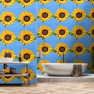 Papel Pintado Los girasoles amarillos en el cielo azul