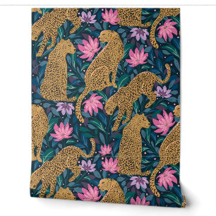 Papel Pintado Los leopardos en el florecimiento forestal