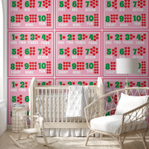 Papel Pintado Los niños Cute Números Rosados Aprender Patrón de 