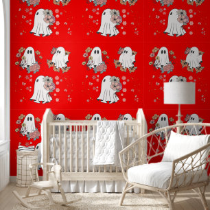 Papel Pintado Los niños de flores fantasmas de corte patrón fond