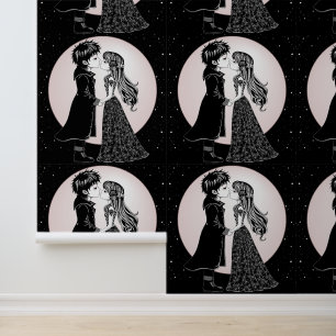 Papel Pintado Los niños góticos y góticos besan a El día de San