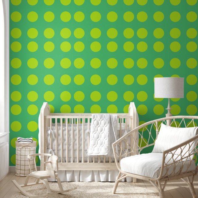 Papel Pintado Los puntos de la polka verde marino en el verde an (Niños)