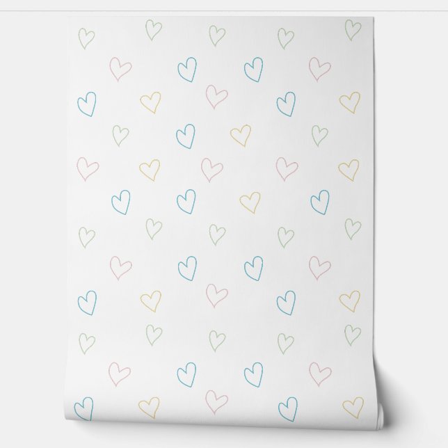 Papel Pintado Lovely hearts pattern - Shower Curtain - Large (Desenrollar)