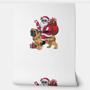 Papel Pintado Luces de Navidad Divertido Santa Montando Perro Ma