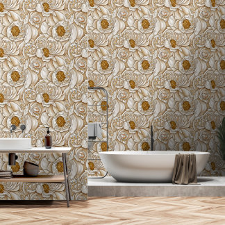Papel Pintado Lujo de oro de marfil blanco ininterrumpido