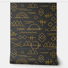 Papel Pintado Lujoso patrón geométrico dorado en relieve 3D 