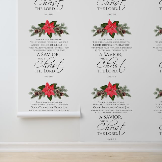 Papel Pintado Luke 2:10-11 Navidades de Poinsettia Scripture (Solicitud)