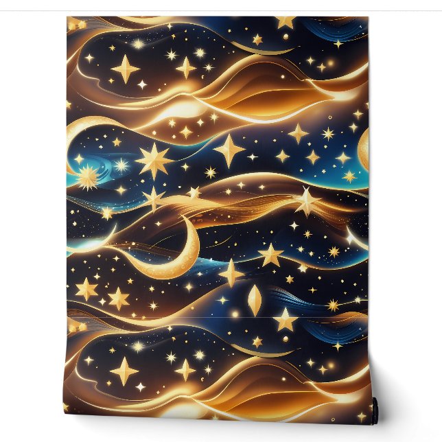 Papel pintado - Luna Celestial Ámbar (Desenrollar)