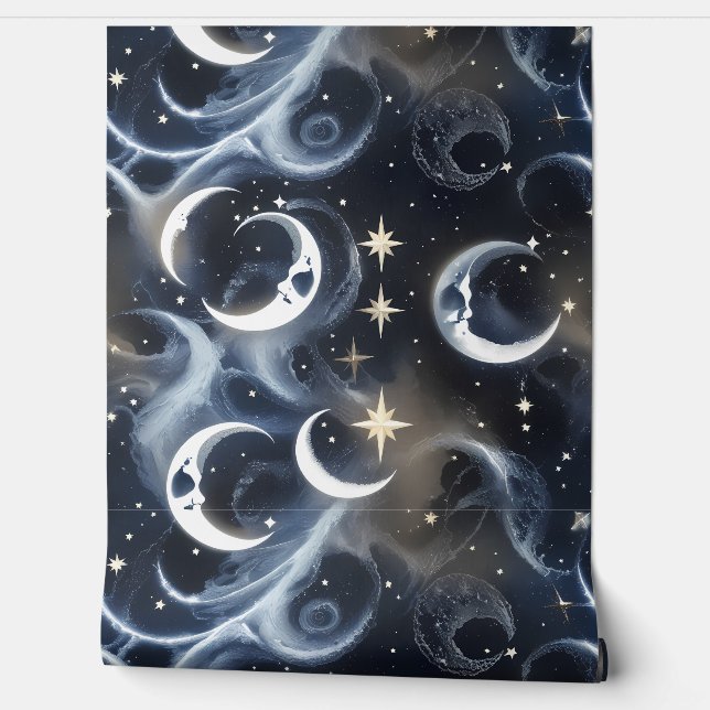Papel pintado - Luna Celestial de Plata Platino (Desenrollar)
