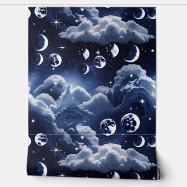 Papel pintado - Luna Celestial Plateada