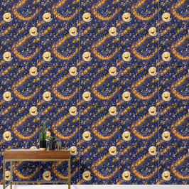 Papel Pintado Luna dorada mágica y patrón de estrellas caprichos