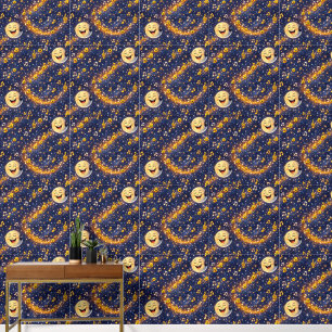 Papel Pintado Luna dorada mágica y patrón de estrellas caprichos