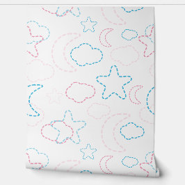 Papel Pintado Luna, estrellas y nubes