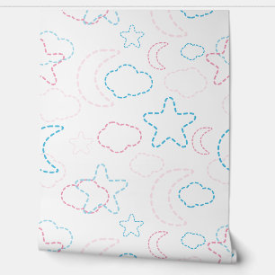 Papel Pintado Luna, estrellas y nubes