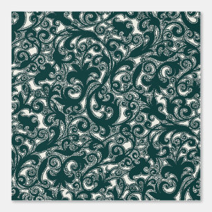Papel Pintado LUNA Floral Botánica Verde azulada oscura