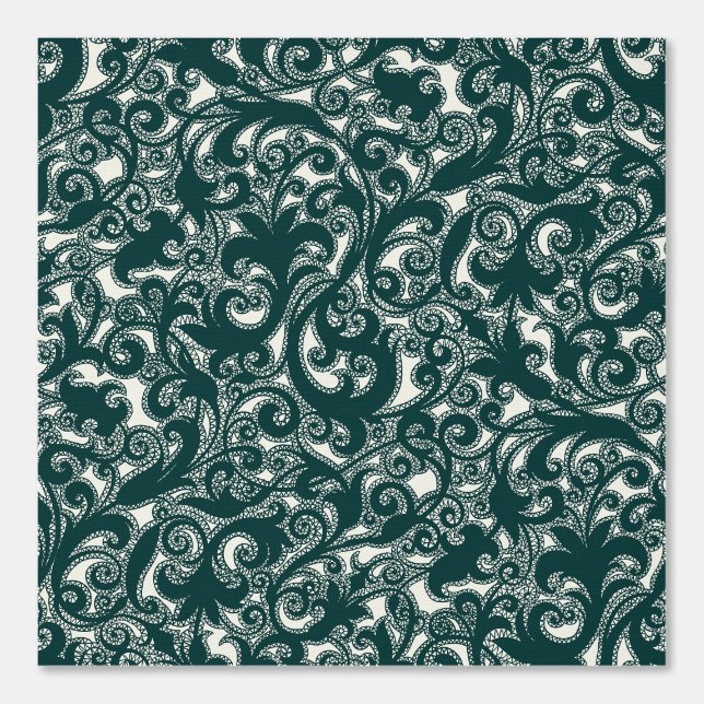 Papel Pintado LUNA Floral Botánica Verde azulada oscura (Anverso)