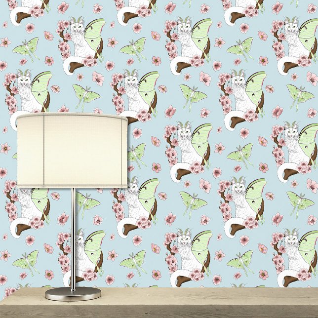 Papel Pintado Luna Luna Verde Gato Blanco (Subido por el creador)