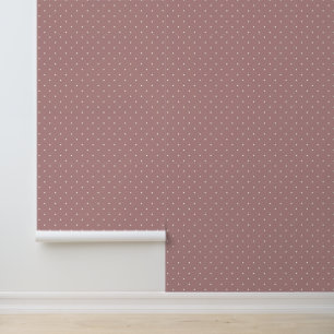 Papel Pintado Lunares blancos de marfil lindos sobre rosa terrac