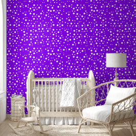 Papel Pintado Lunares blancos sobre violeta eléctrico brillante