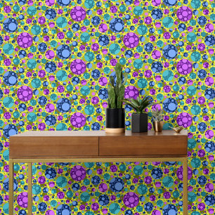 Papel Pintado Lunares en rosa azul turquesa pega y despega