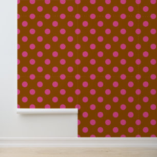 Papel Pintado Lunares Groovy - Marrón y Rosa Fucsia