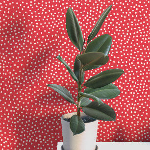 Papel Pintado Lunares y manchas de crema sobre rojo