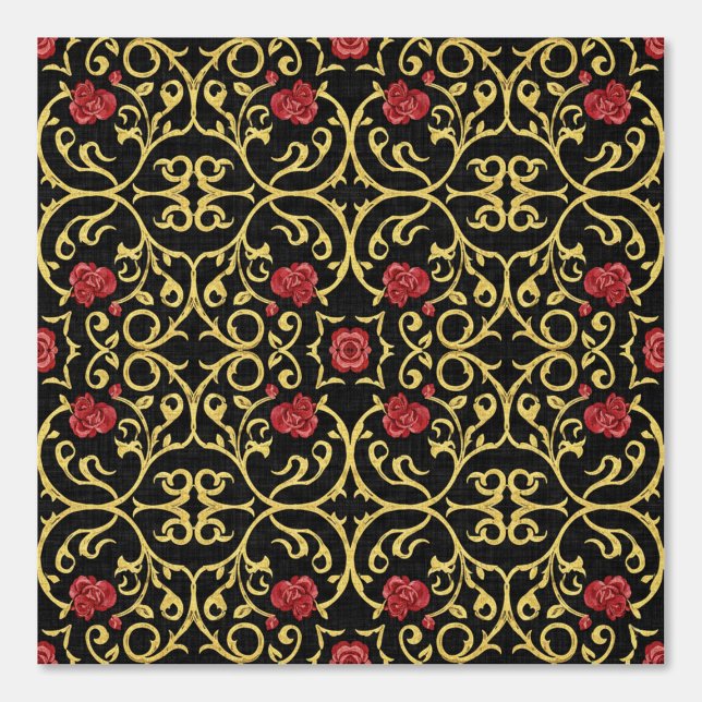 Papel Pintado Luxurious gold leafed red rosette design (Anverso)