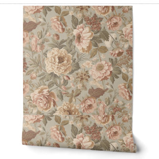 Papel Pintado Luxury Vintage British Victorian Flowers Leaves