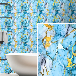 Papel Pintado Luz Mid Blue Aqua Gold Marcado