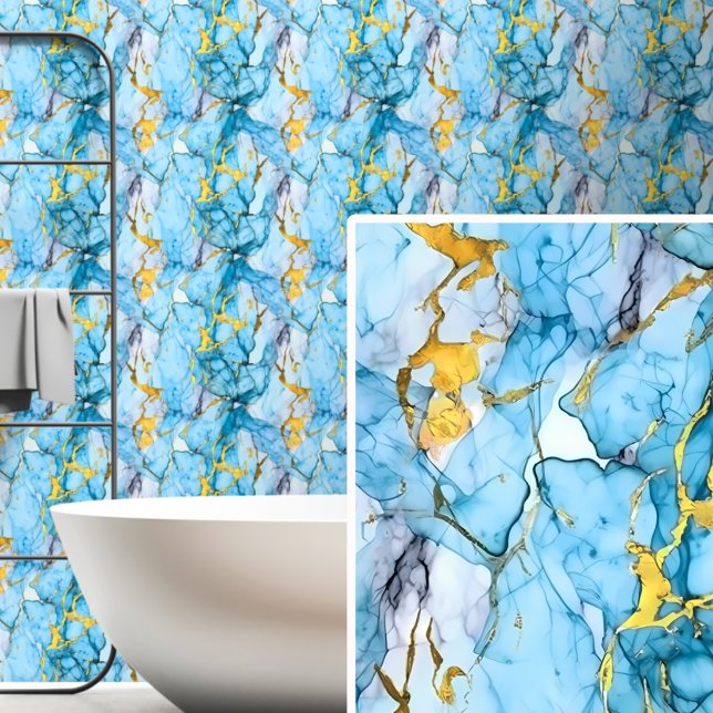 Papel Pintado Luz Mid Blue Aqua Gold Marcado (Subido por el creador)